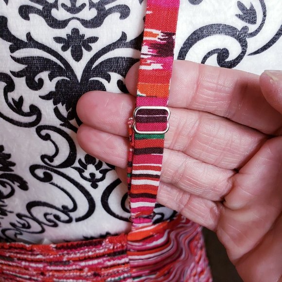 Loft Ikat Womens Dress Size 6 Red Pink Smocked Back Western Ruffle Desert NEW - Picture 8 of 15